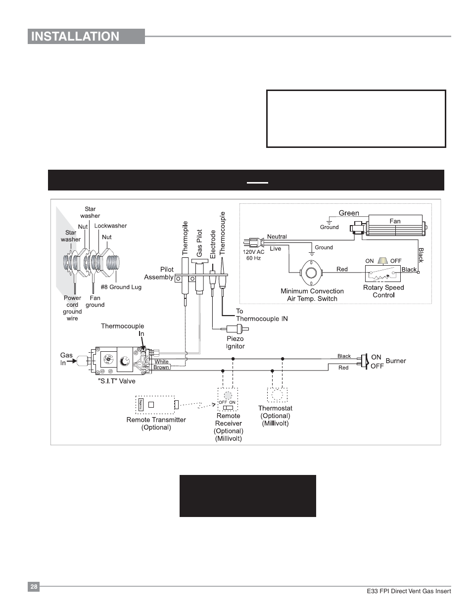 Installation, Wiring diagrams | Regency Excalibur EX-E33 Large Gas Insert User Manual | Page 28 / 44