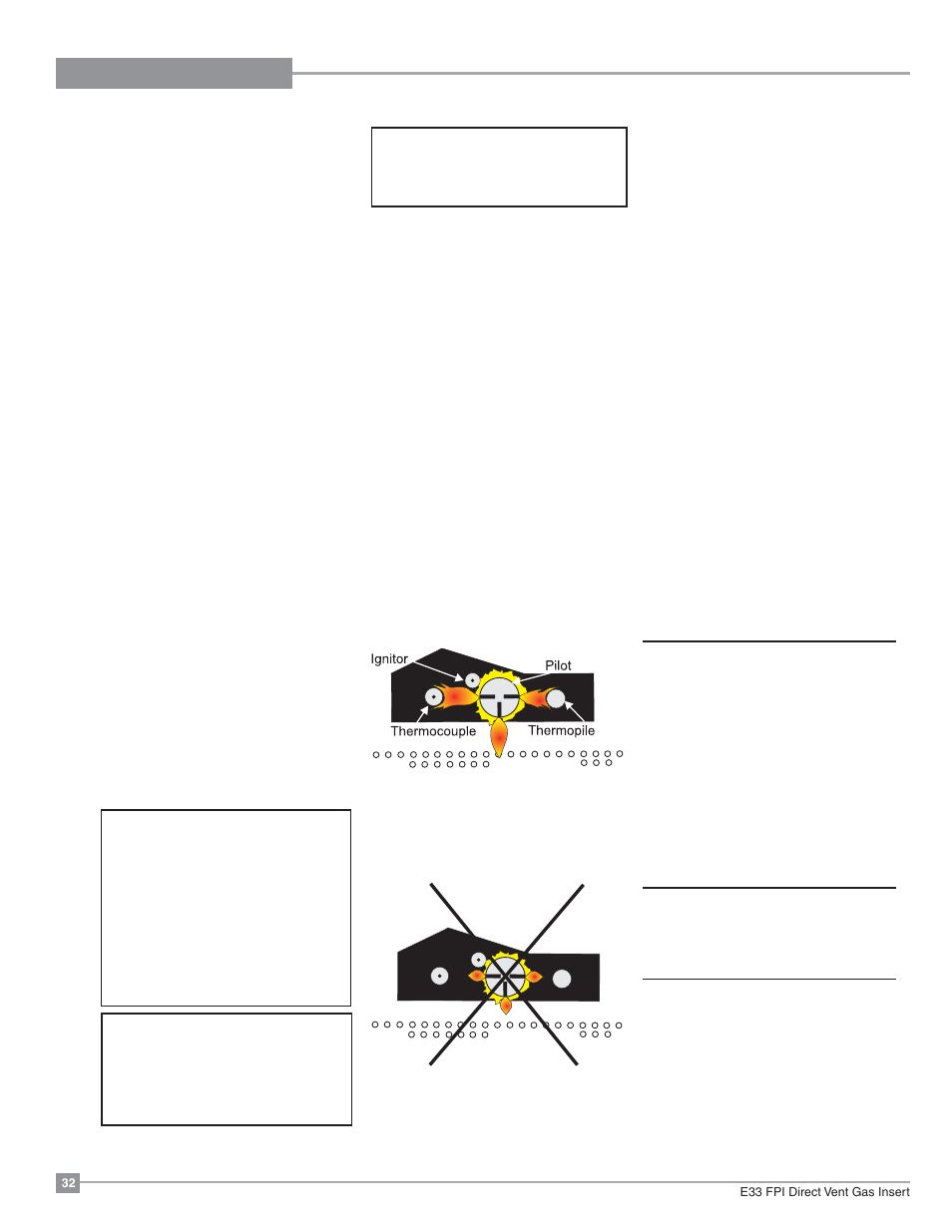 Maintenance, General vent maintenance, Log replacement | Glass gasket, Steel or gold trim, Maintenance instructions | Regency Excalibur EX-E33 Large Gas Insert User Manual | Page 32 / 44