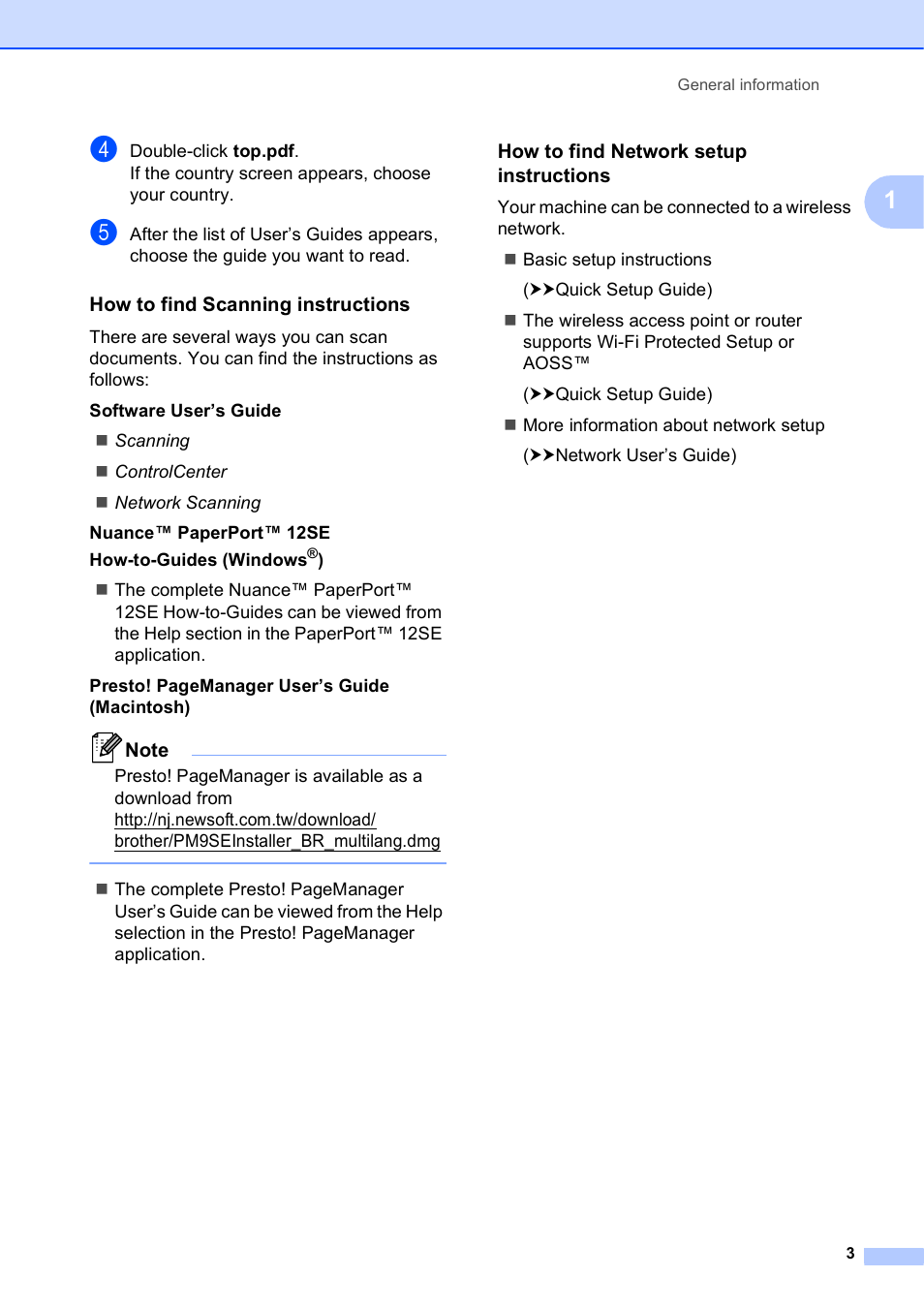 How to find scanning instructions, How to find network setup instructions | Brother Printer DCP-J140W User Manual | Page 13 / 76