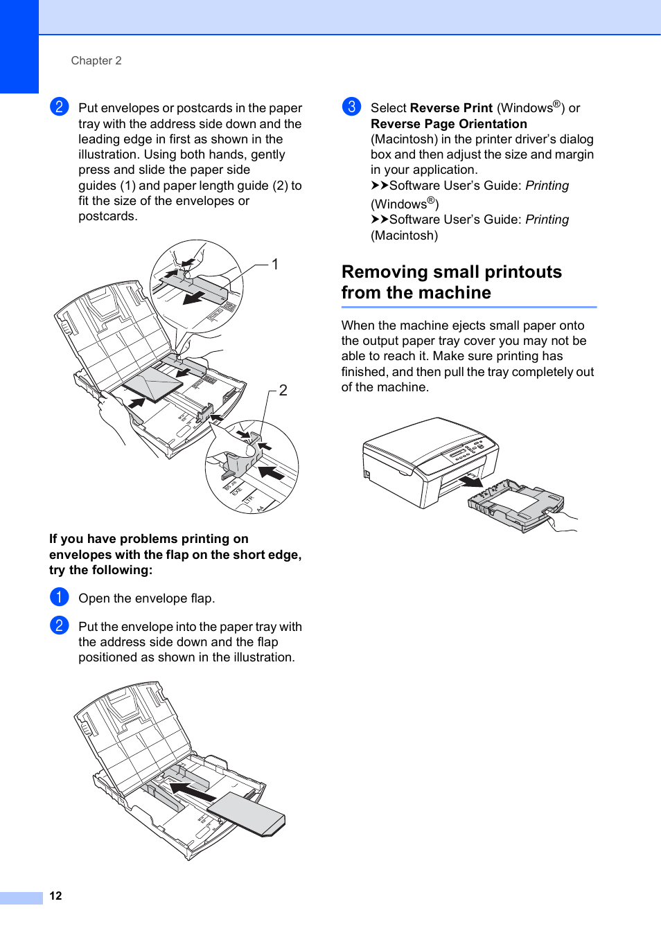Removing small printouts from the machine | Brother Printer DCP-J140W User Manual | Page 22 / 76