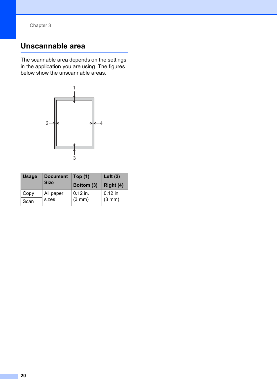 Unscannable area | Brother Printer DCP-J140W User Manual | Page 30 / 76