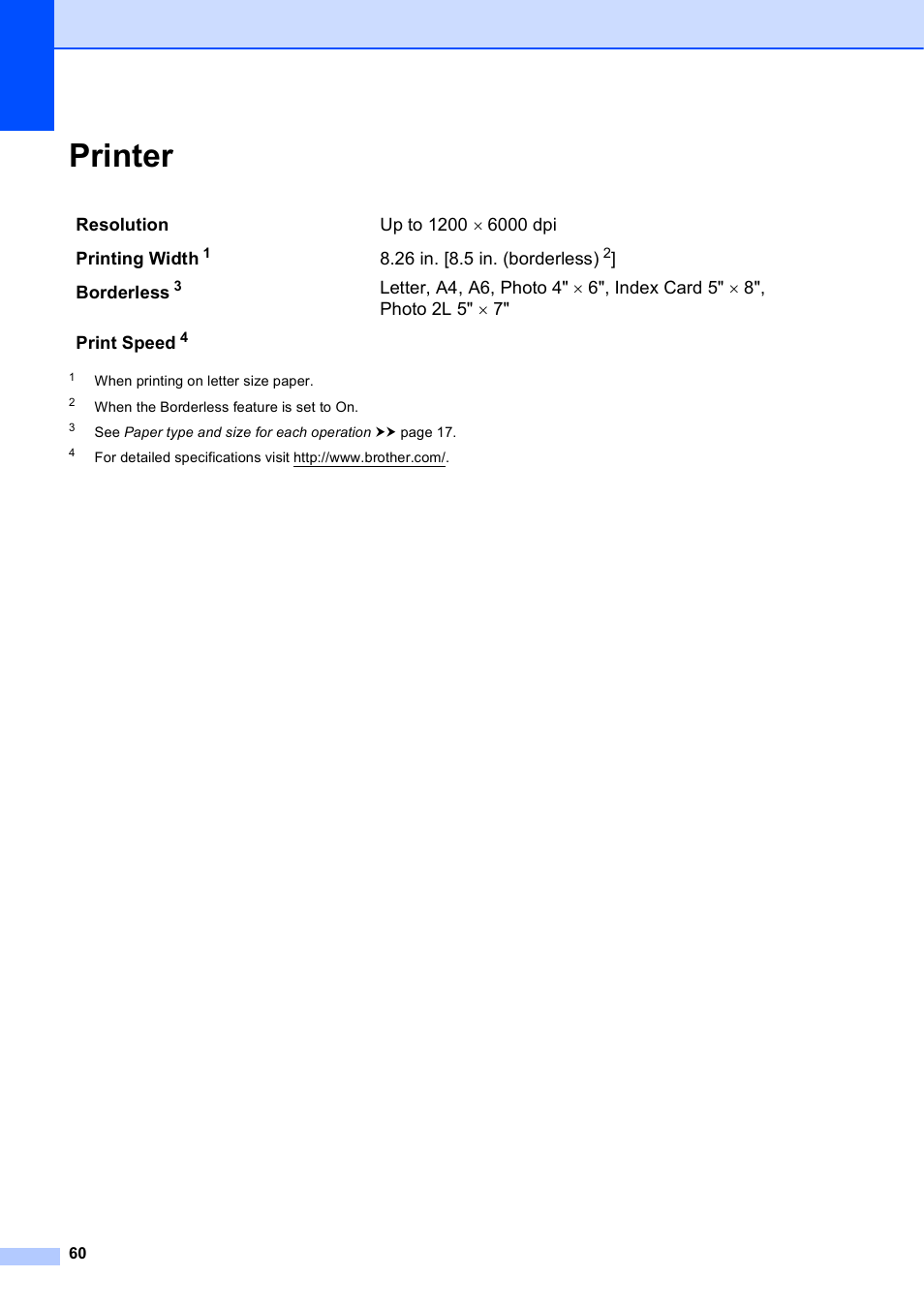 Printer | Brother Printer DCP-J140W User Manual | Page 70 / 76