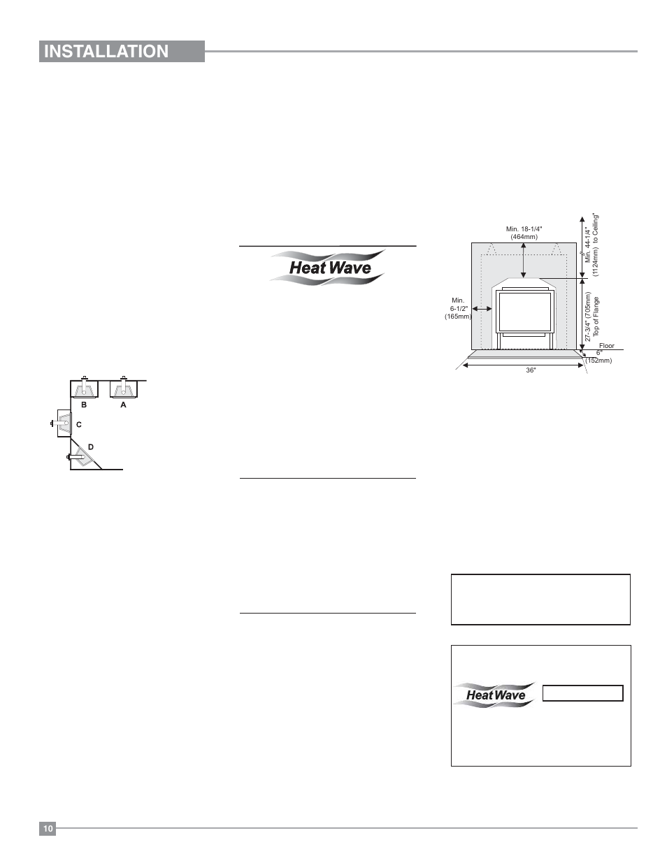 Installation, Clearances, Gas fireplace | Manufactured mobile home additional requirements | Regency Excalibur P90 Medium Gas Fireplace User Manual | Page 10 / 56