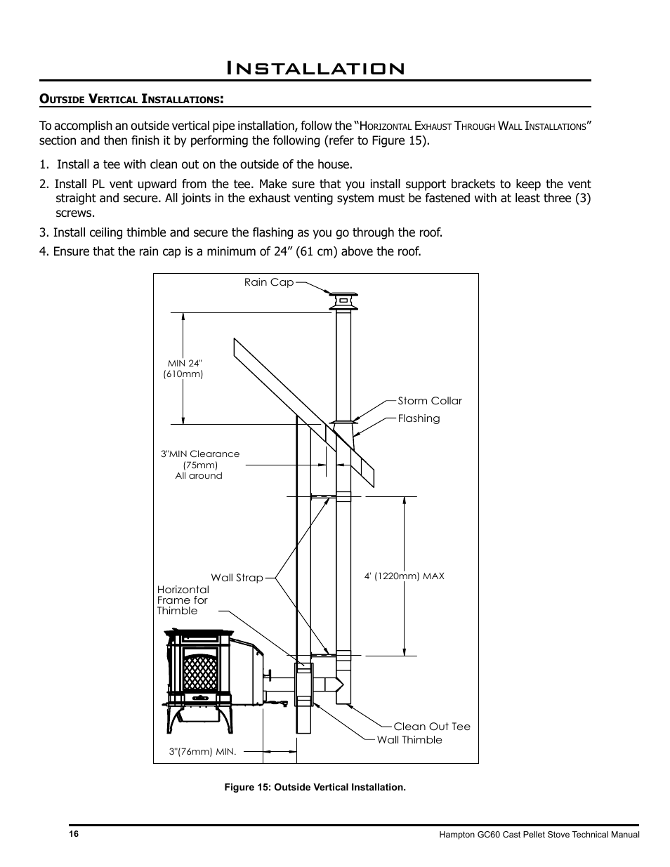 Installation | Regency Hampton GC60 Large Pellet Stove TECHNICAL MANUAL User Manual | Page 16 / 32