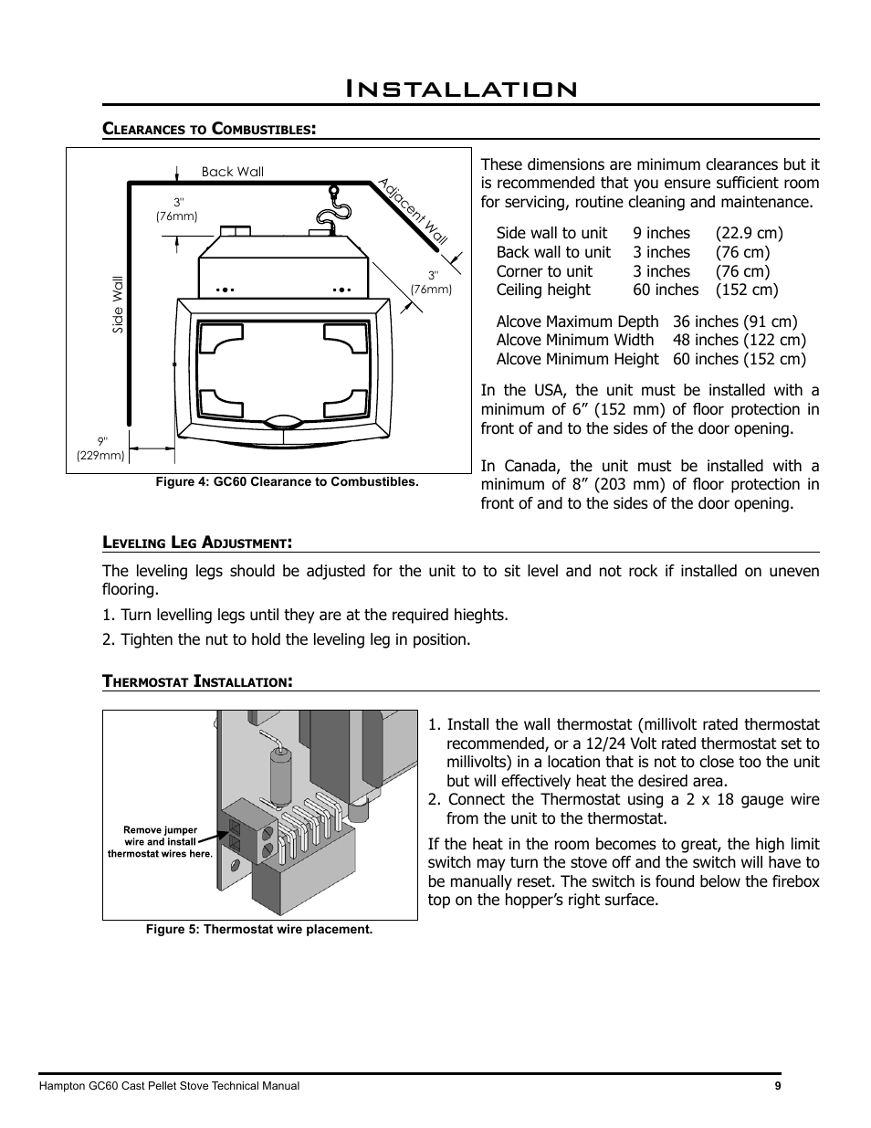 Installation | Regency Hampton GC60 Large Pellet Stove TECHNICAL MANUAL User Manual | Page 9 / 32