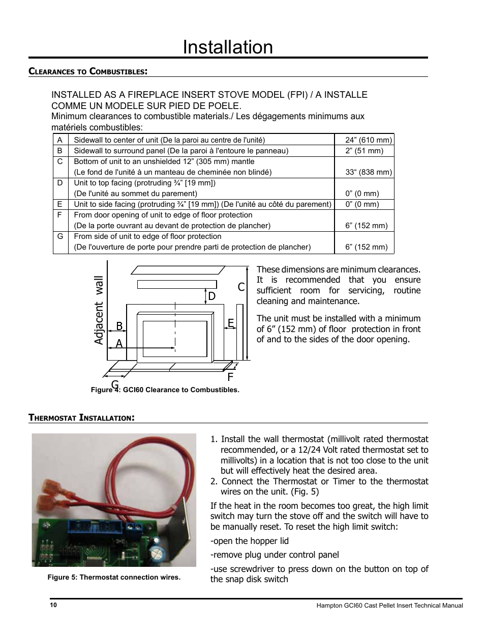 Caution, Attention, Installation | Wh-m55c-fpi | Regency Hampton GCI60 Large Pellet Insert TECHNICAL MANUAL User Manual | Page 10 / 34