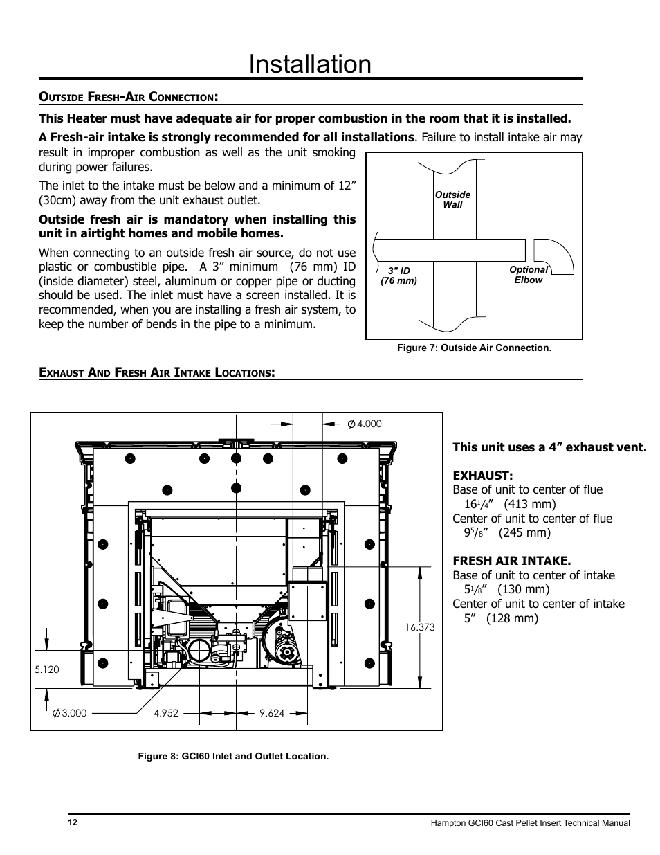 Installation | Regency Hampton GCI60 Large Pellet Insert TECHNICAL MANUAL User Manual | Page 12 / 34