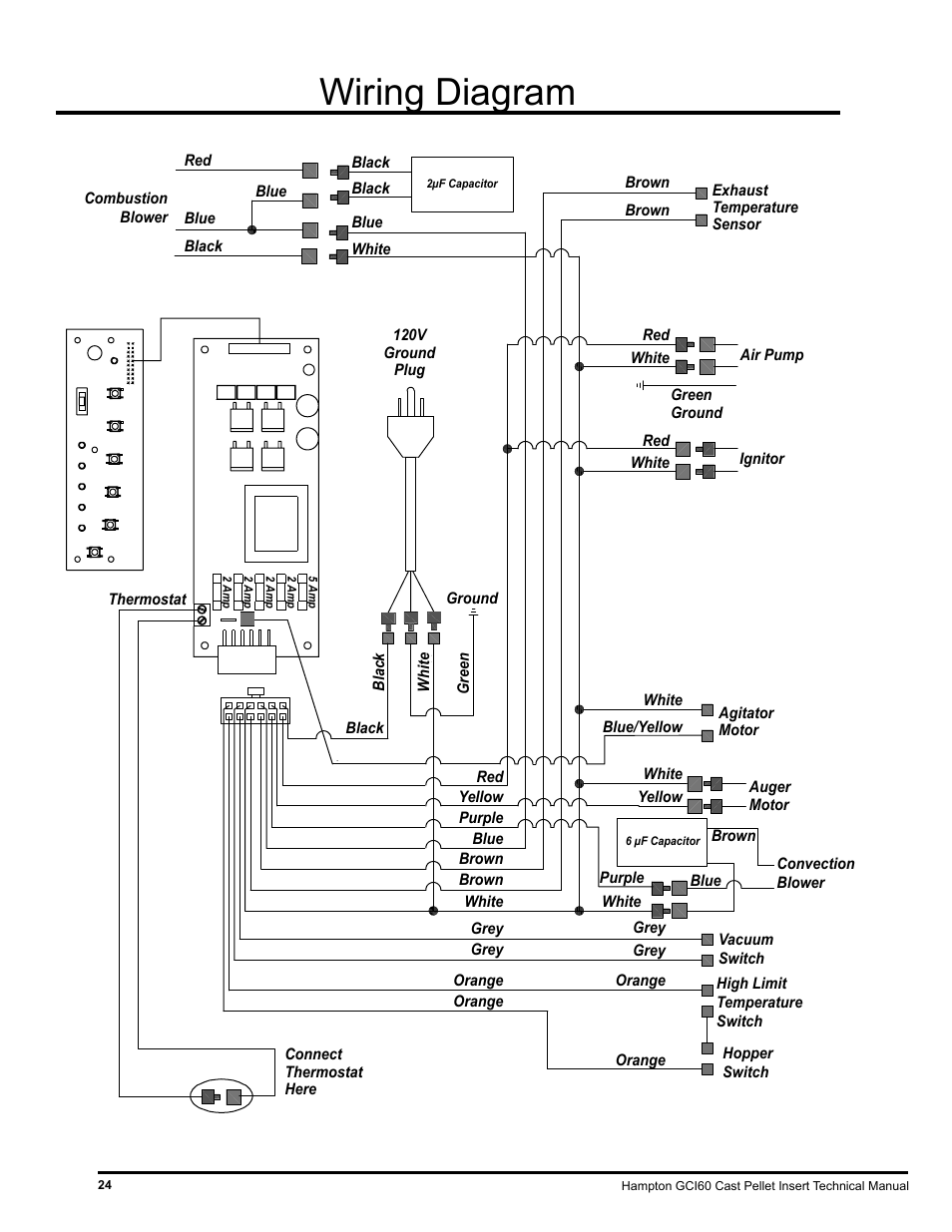 Wiring diagram | Regency Hampton GCI60 Large Pellet Insert TECHNICAL MANUAL User Manual | Page 24 / 34