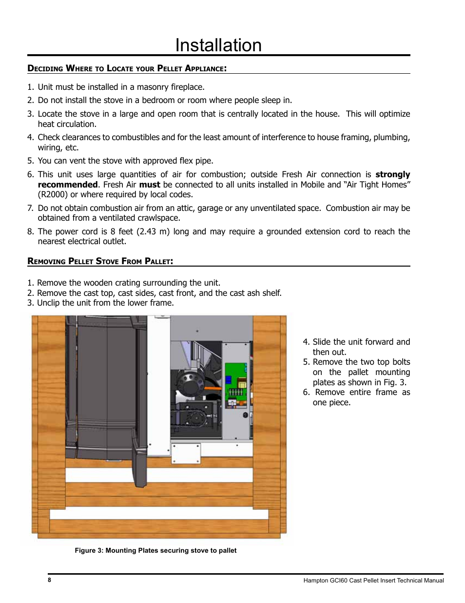 Installation | Regency Hampton GCI60 Large Pellet Insert TECHNICAL MANUAL User Manual | Page 8 / 34