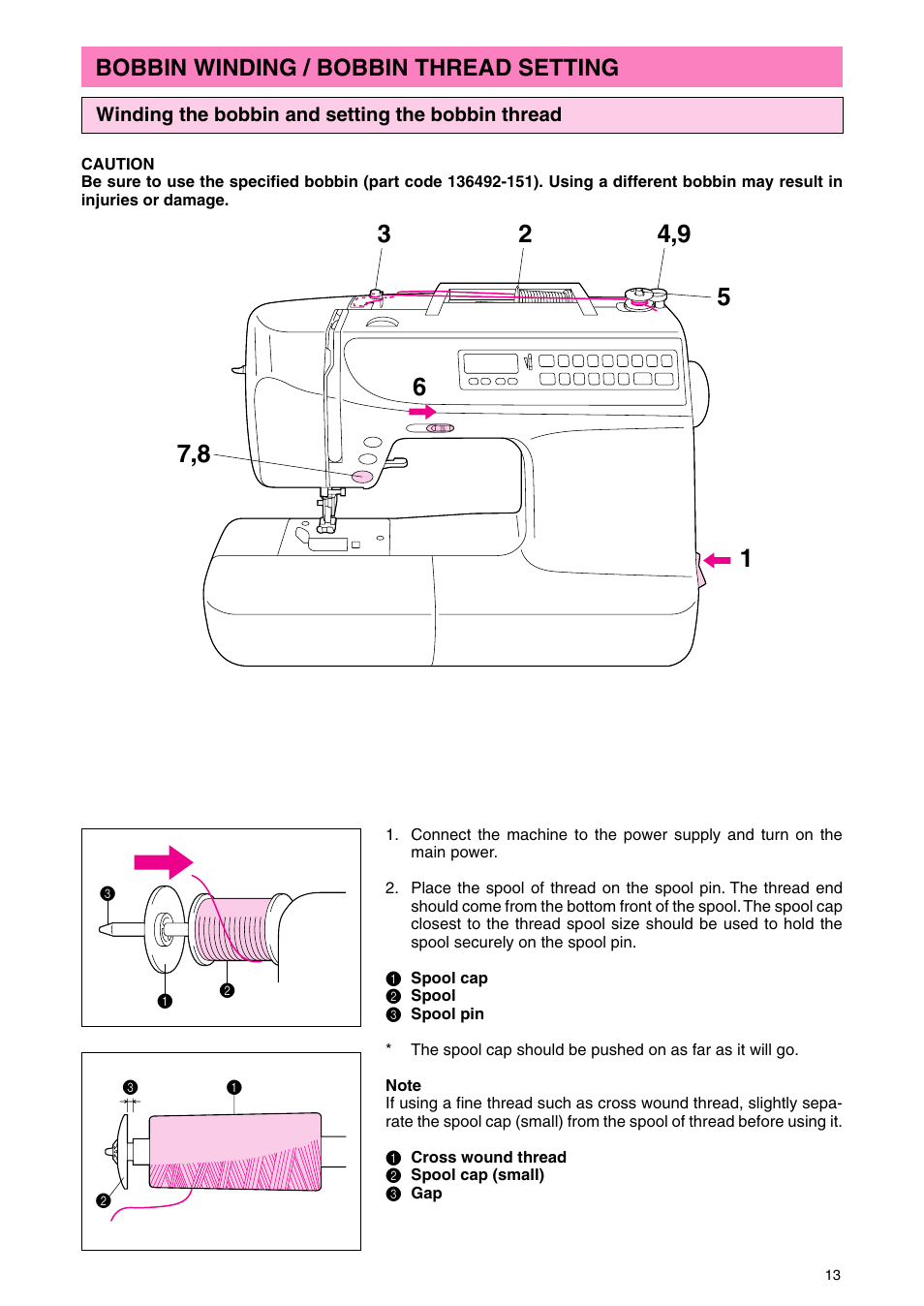 Bobbin winding / bobbin thread setting | Brother PC 3000 User Manual | Page 16 / 104