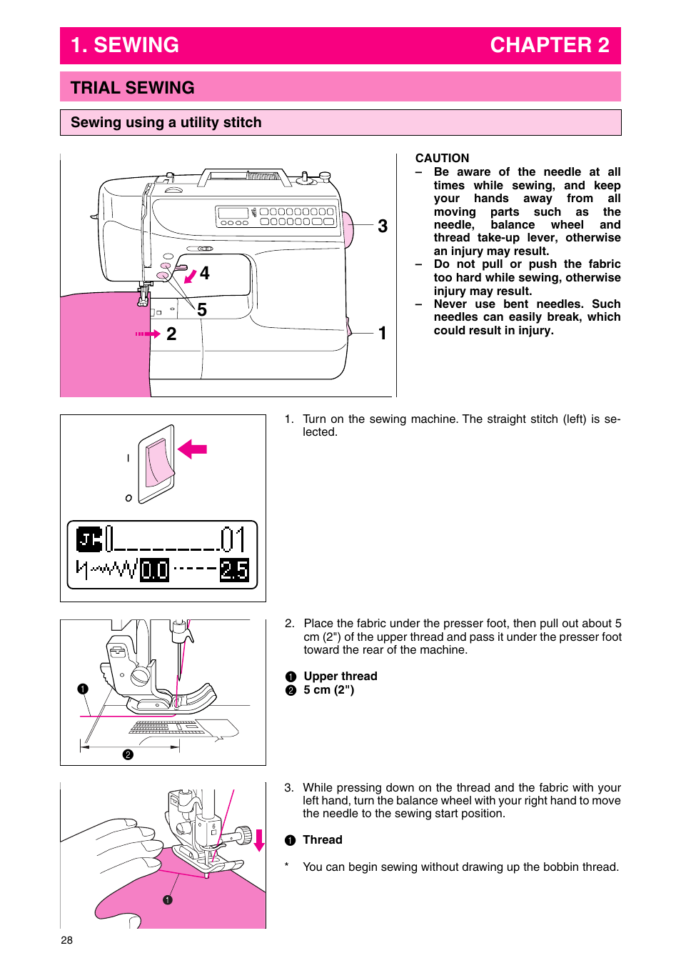 Sewing chapter 2, Trial sewing | Brother PC 3000 User Manual | Page 31 / 104