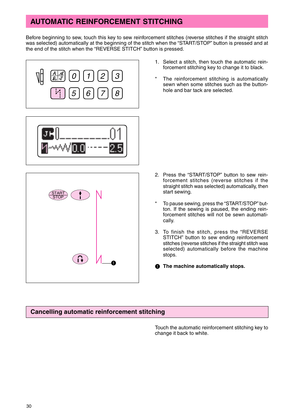 Automatic reinforcement stitching | Brother PC 3000 User Manual | Page 33 / 104