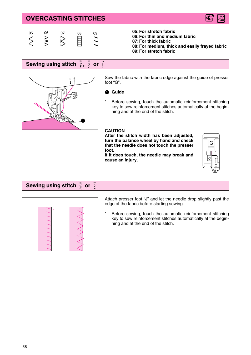 Overcasting stitches, Sewing using stitch | Brother PC 3000 User Manual | Page 41 / 104