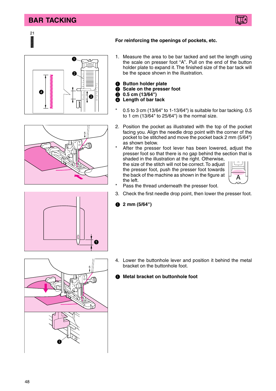 Bar tacking | Brother PC 3000 User Manual | Page 51 / 104