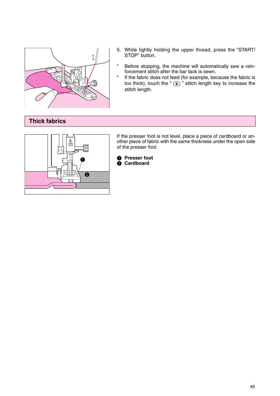Thick fabrics | Brother PC 3000 User Manual | Page 52 / 104