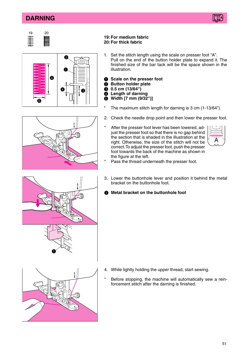 Darning | Brother PC 3000 User Manual | Page 54 / 104