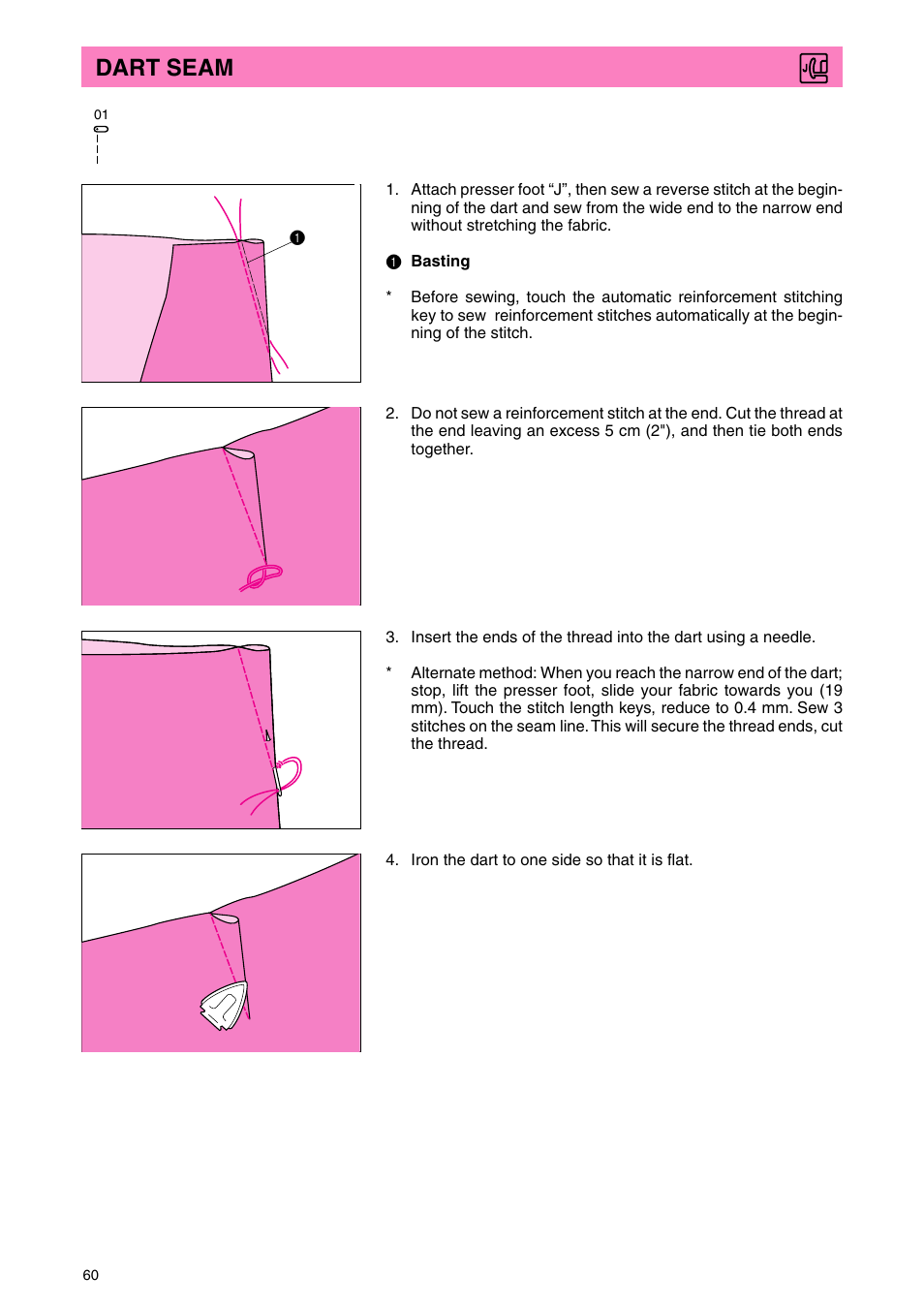 Dart seam | Brother PC 3000 User Manual | Page 63 / 104