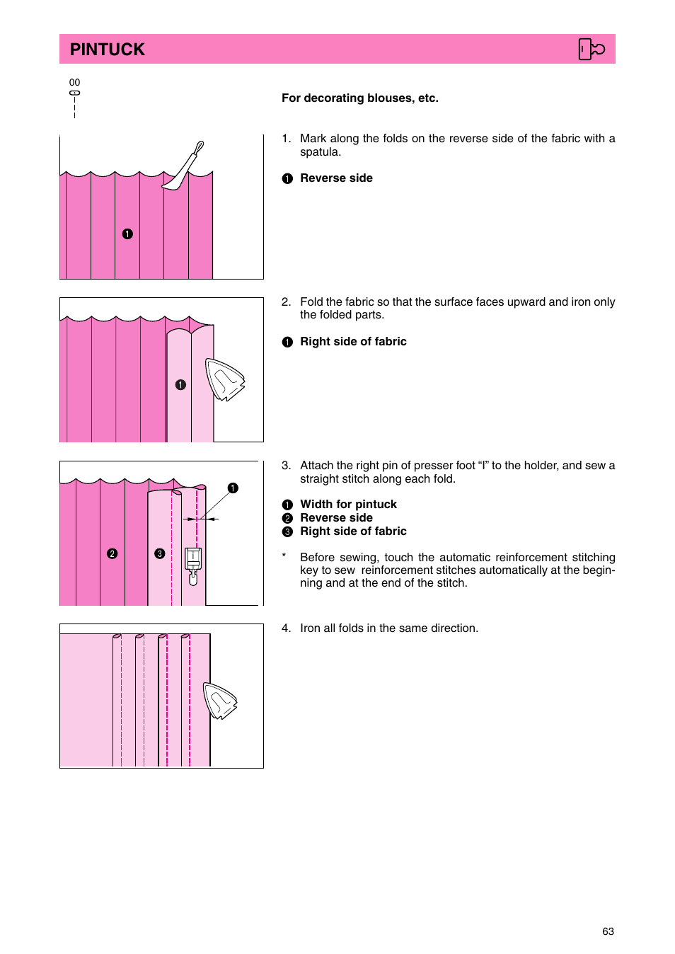 Pintuck | Brother PC 3000 User Manual | Page 66 / 104