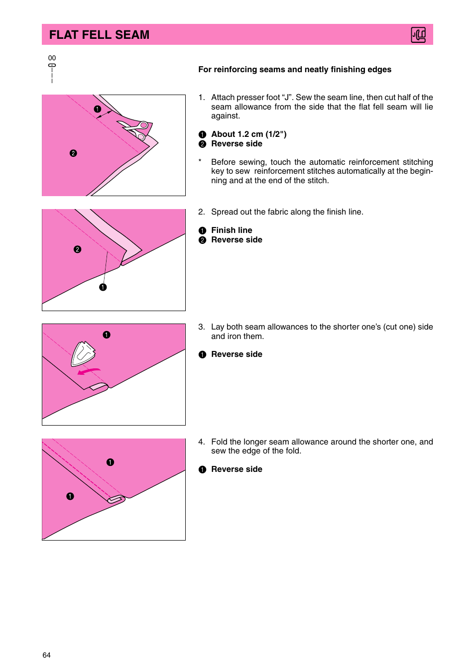 Flat fell seam | Brother PC 3000 User Manual | Page 67 / 104