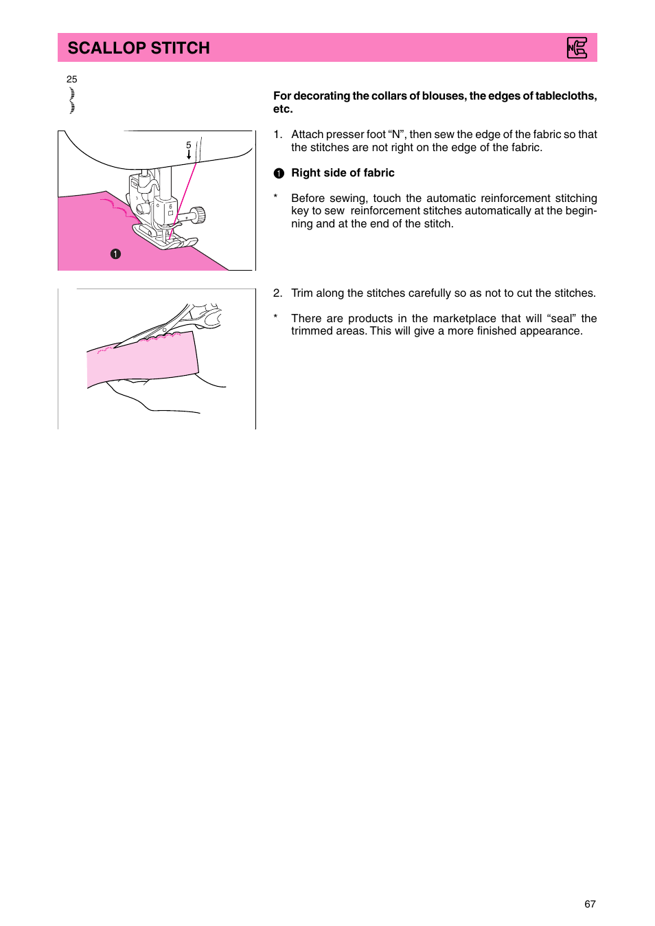 Scallop stitch | Brother PC 3000 User Manual | Page 70 / 104
