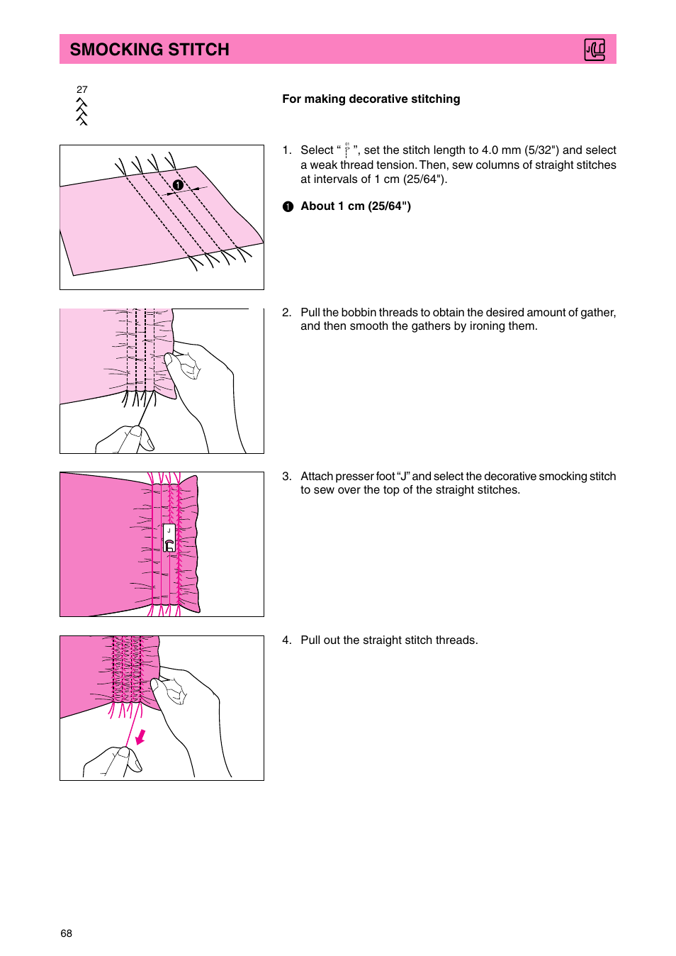 Smocking stitch | Brother PC 3000 User Manual | Page 71 / 104