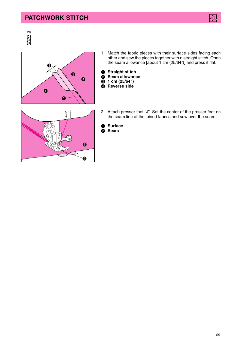 Patchwork stitch | Brother PC 3000 User Manual | Page 72 / 104