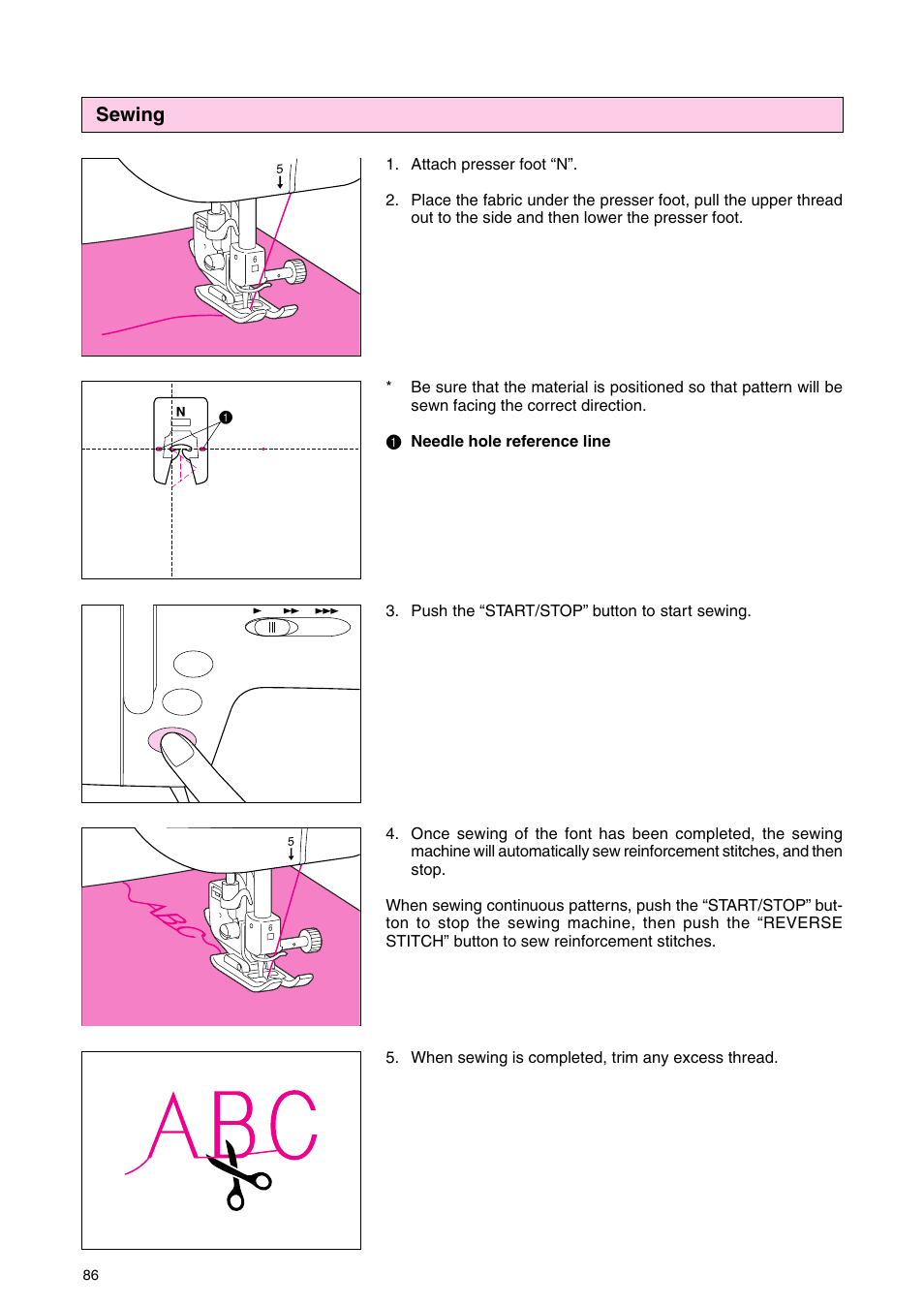 Sewing | Brother PC 3000 User Manual | Page 89 / 104