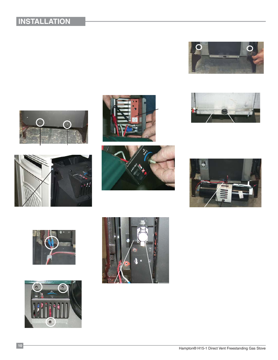 Installation, Optional fan installation | Regency Hampton H15 Small Gas Stove User Manual | Page 10 / 48
