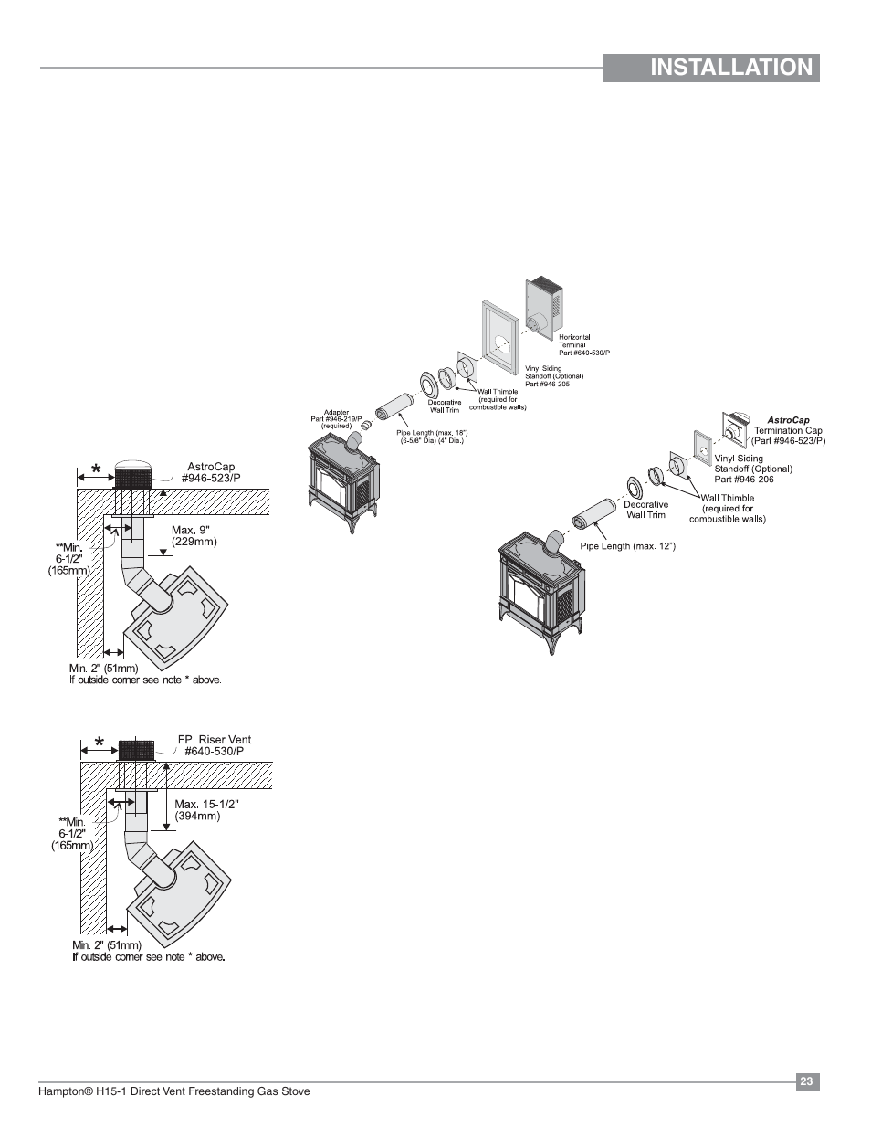 Installation | Regency Hampton H15 Small Gas Stove User Manual | Page 23 / 48