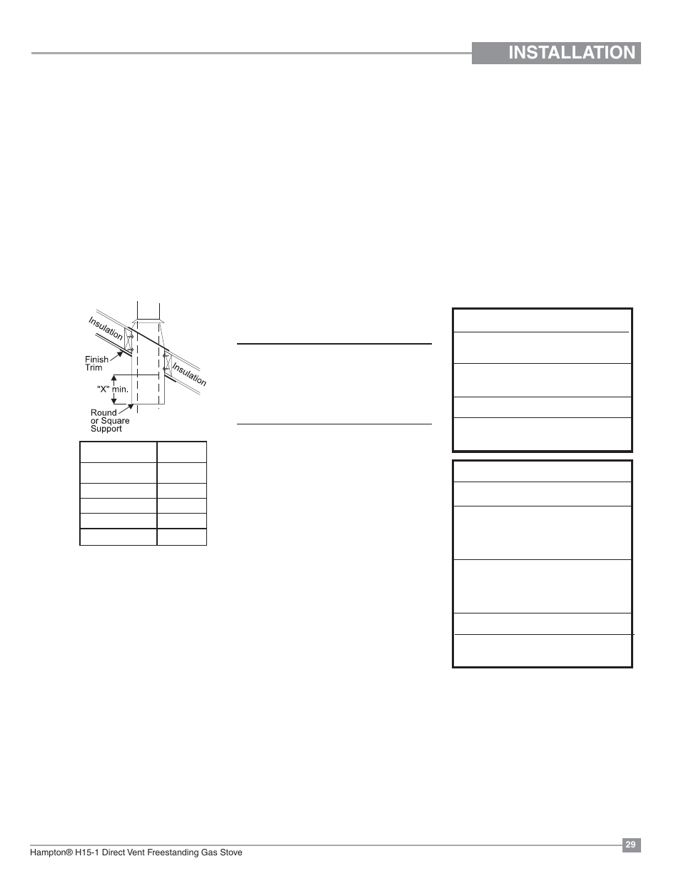 Installation, High elevation, Gas connection | Cathedral ceilings | Regency Hampton H15 Small Gas Stove User Manual | Page 29 / 48