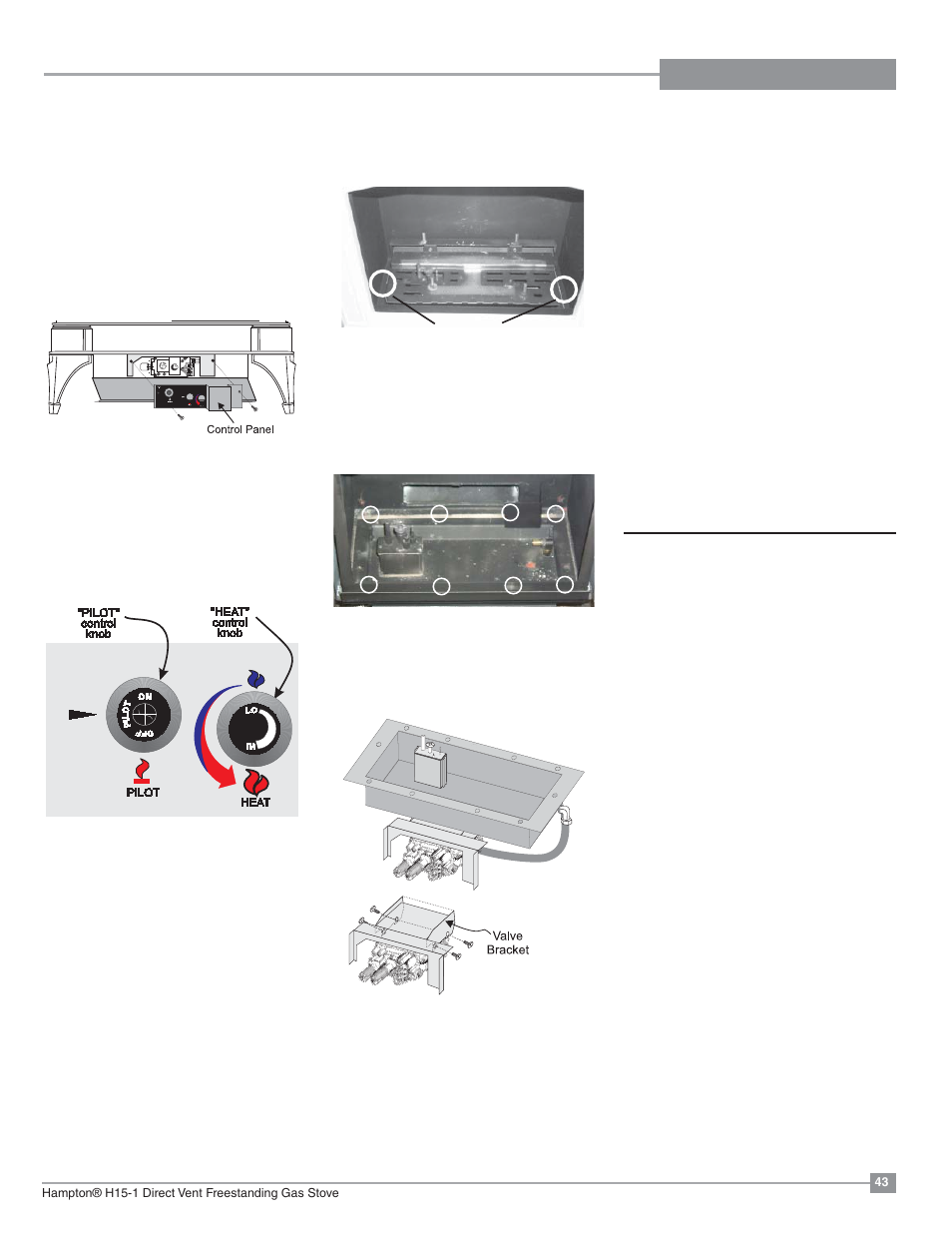 Maintenance, Removing valve, Installing valve assembly | Regency Hampton H15 Small Gas Stove User Manual | Page 43 / 48