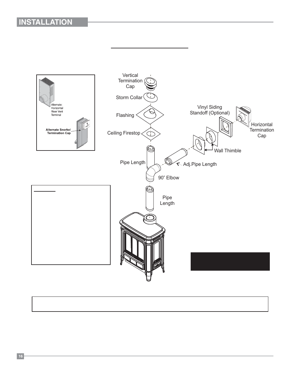 Installation, Rigid pipe venting systems | Regency Hampton H27 Medium Gas Stove User Manual | Page 16 / 48