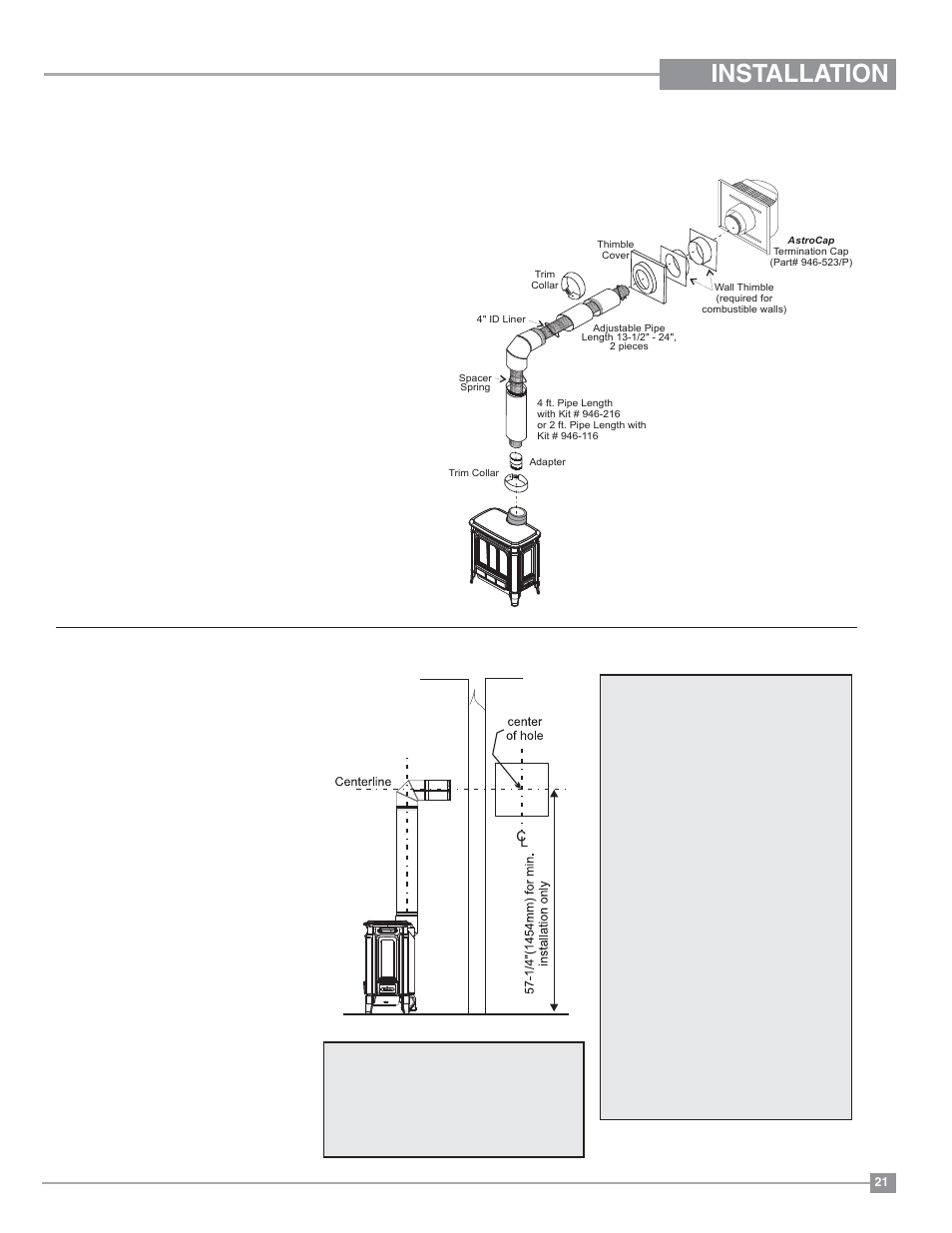 Installation, Dv stove horizontal vent kit | Regency Hampton H27 Medium Gas Stove User Manual | Page 21 / 48