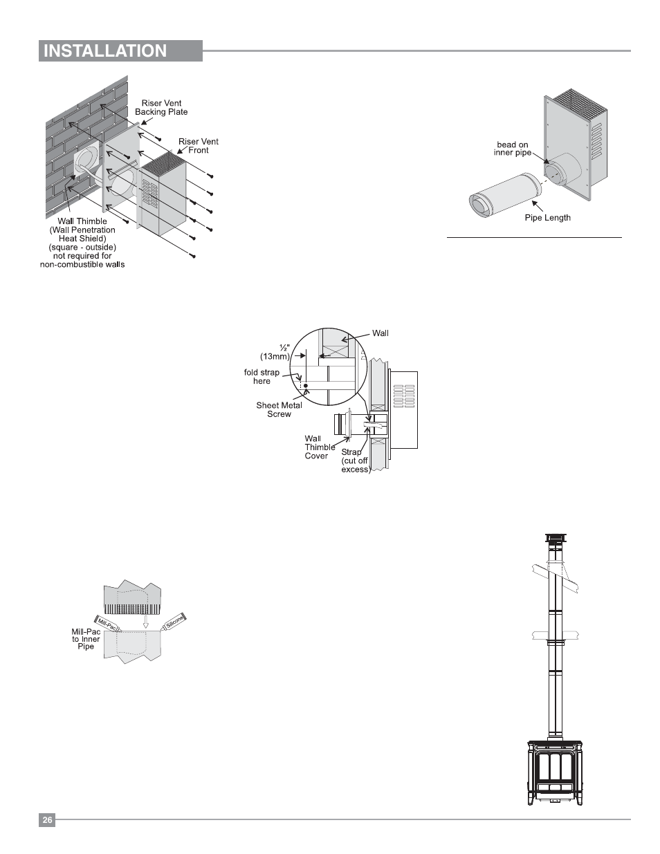 Installation, Vertical terminations | Regency Hampton H27 Medium Gas Stove User Manual | Page 26 / 48