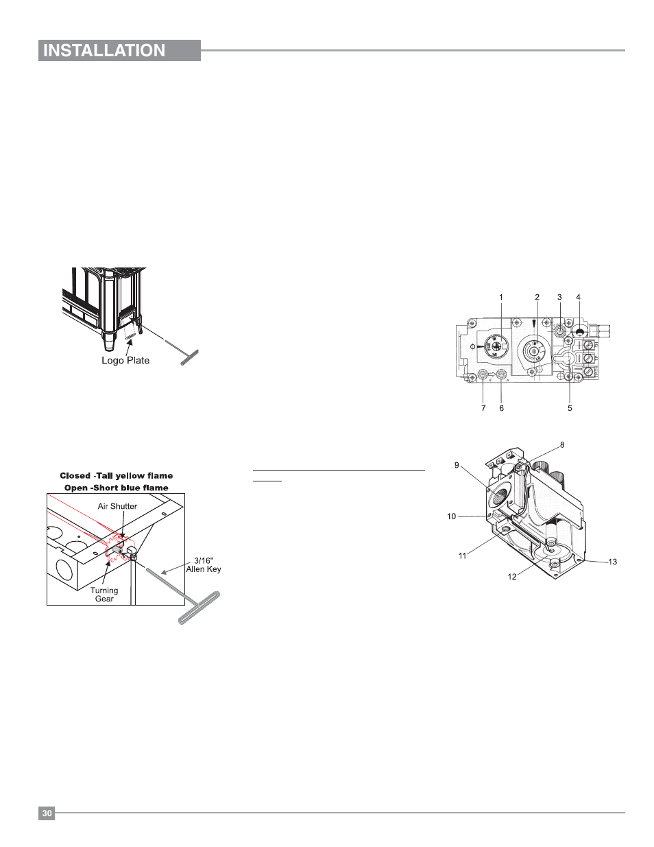 Installation, Aeration adjustment, Gas pipe pressure testing | Regency Hampton H27 Medium Gas Stove User Manual | Page 30 / 48