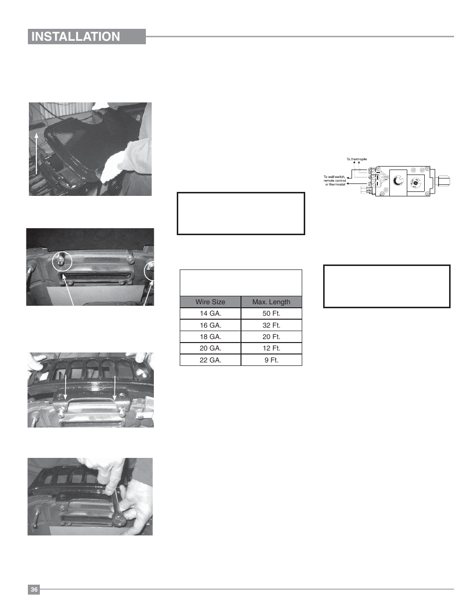 Installation, Remote control, Wall thermostat | Optional side shelvesin- stallation | Regency Hampton H27 Medium Gas Stove User Manual | Page 36 / 48