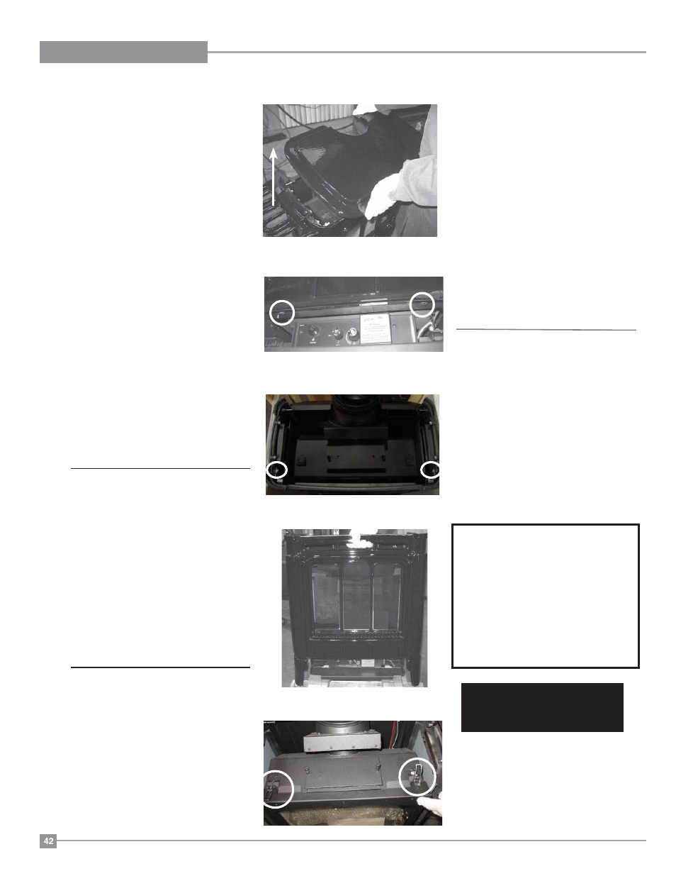 Maintenance, Fan maintenance, General vent maintenance | Log replacement, Glass replacement | Regency Hampton H27 Medium Gas Stove User Manual | Page 42 / 48