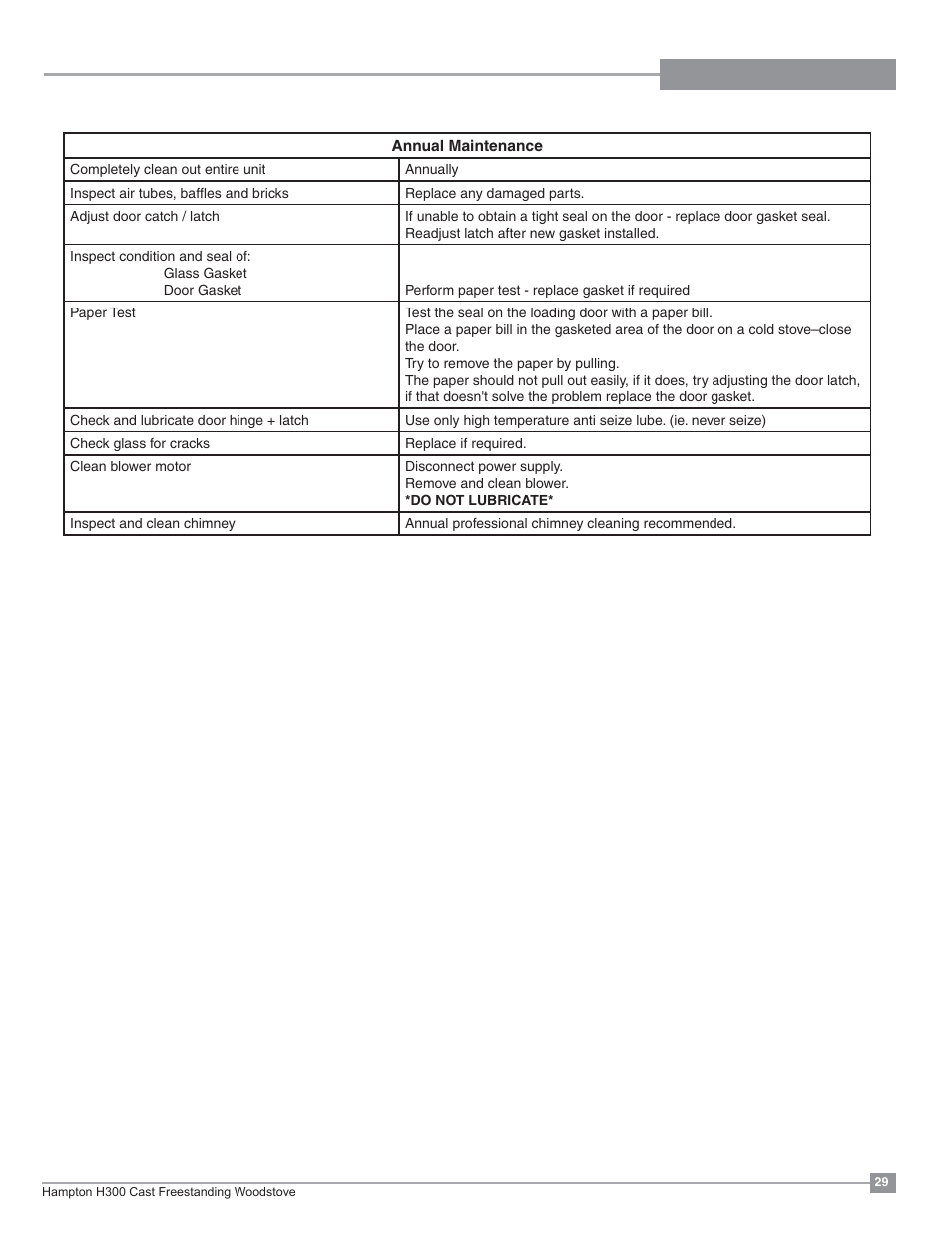 Maintenance | Regency Hampton H300 Large Wood Stove User Manual | Page 29 / 36