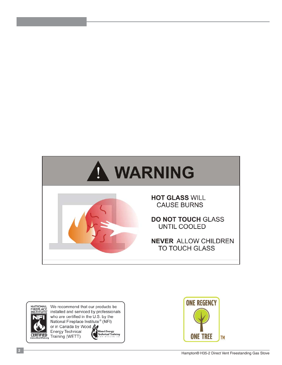 Hampton, Direct vent freestanding gas stove | Regency Hampton H35 Large Gas Stove User Manual | Page 2 / 48