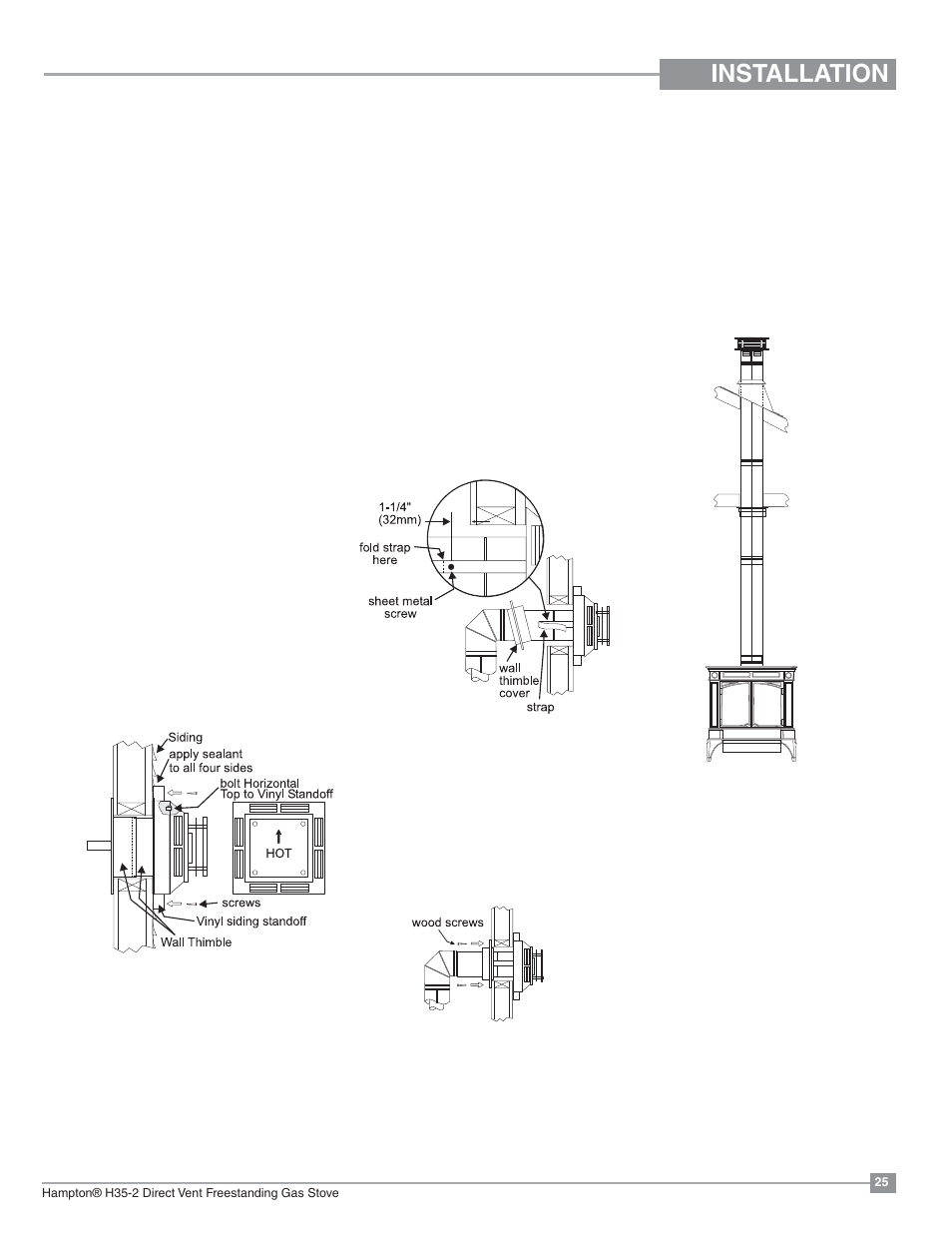 Installation, Vertical termination, Rigid vent system | Regency Hampton H35 Large Gas Stove User Manual | Page 25 / 48