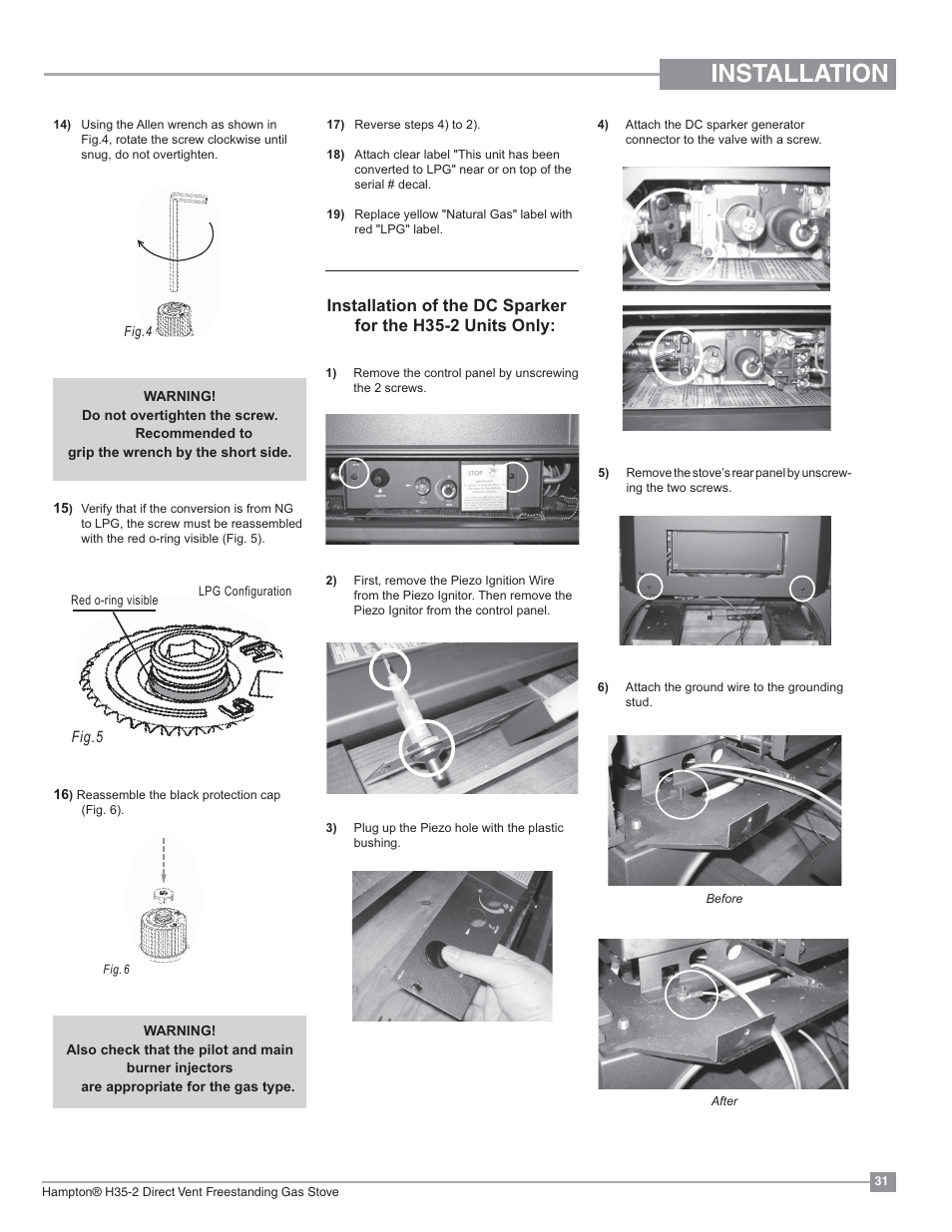 Installation | Regency Hampton H35 Large Gas Stove User Manual | Page 31 / 48