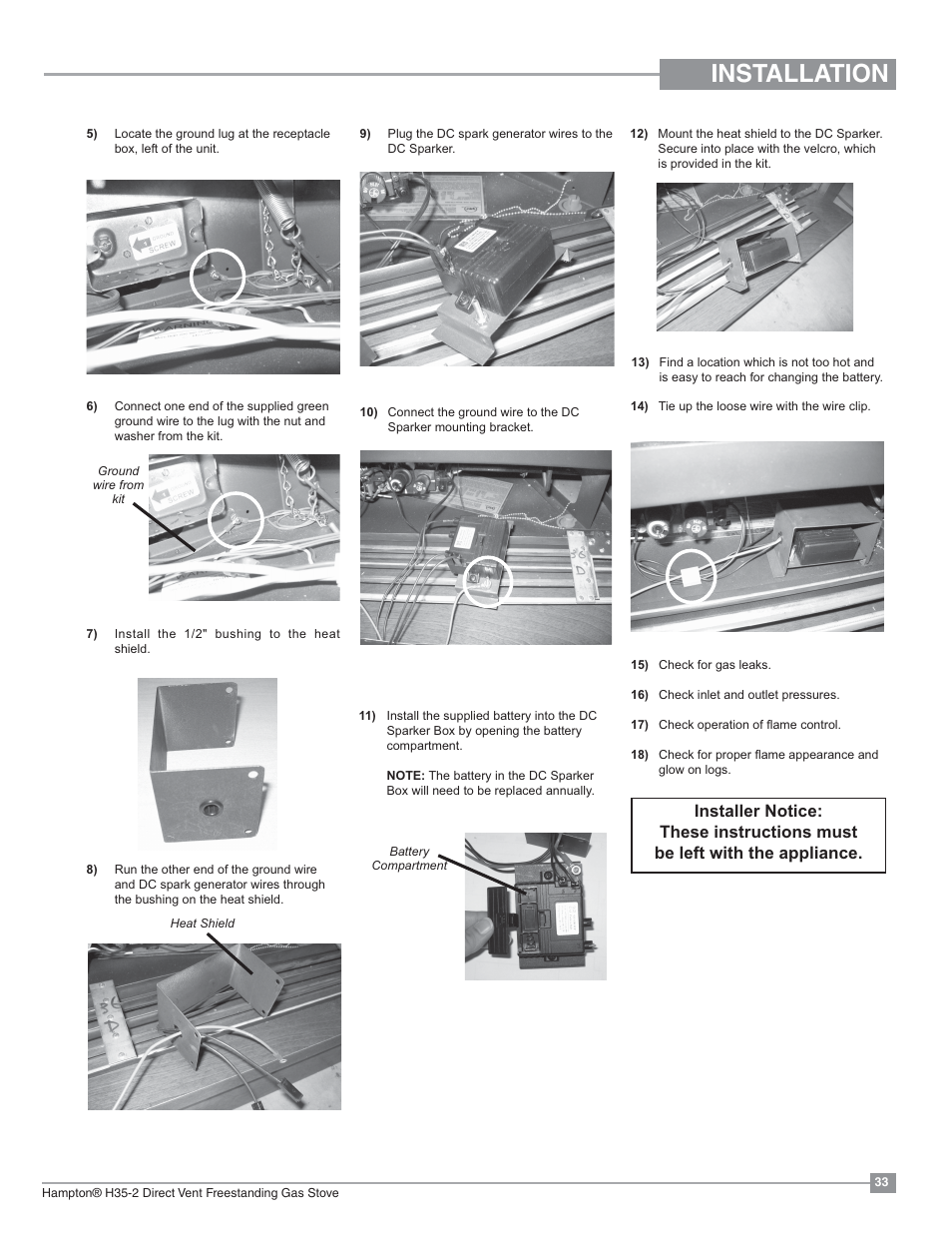 Installation | Regency Hampton H35 Large Gas Stove User Manual | Page 33 / 48