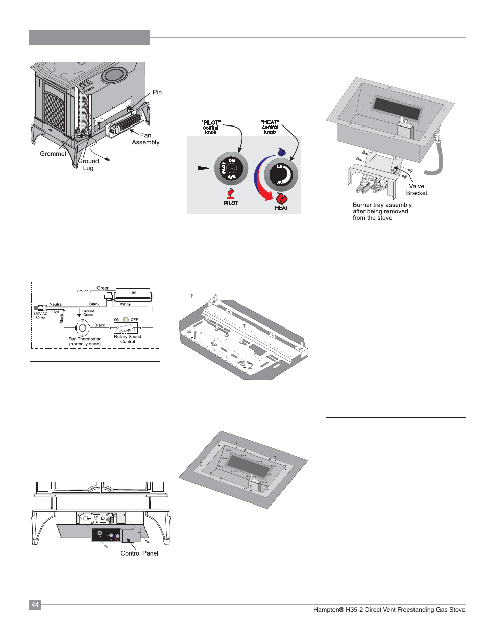 Maintenance, Removing valve, Installing valve assembly | Regency Hampton H35 Large Gas Stove User Manual | Page 44 / 48