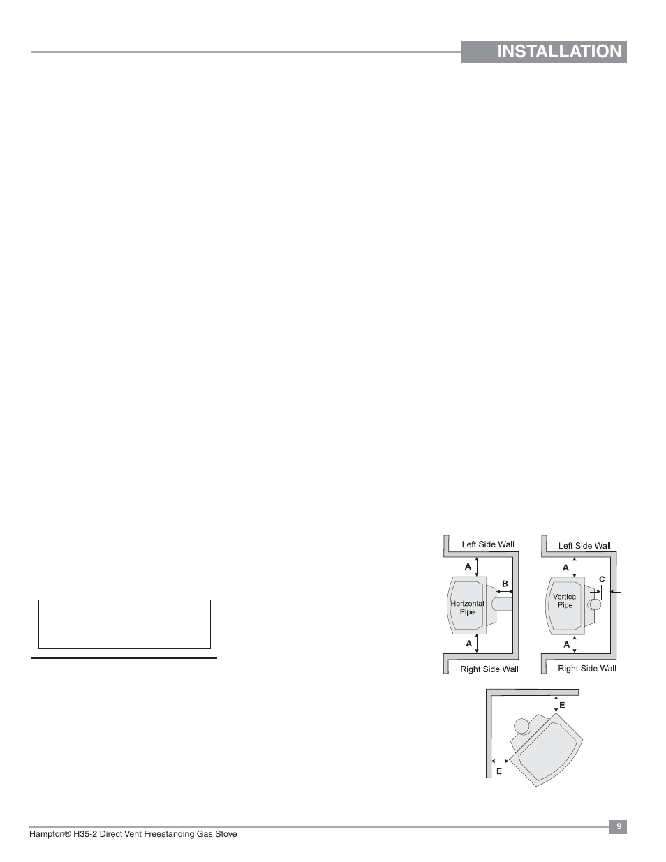 Installation, General safety information, Installation checklist | Clearances to combustibles | Regency Hampton H35 Large Gas Stove User Manual | Page 9 / 48