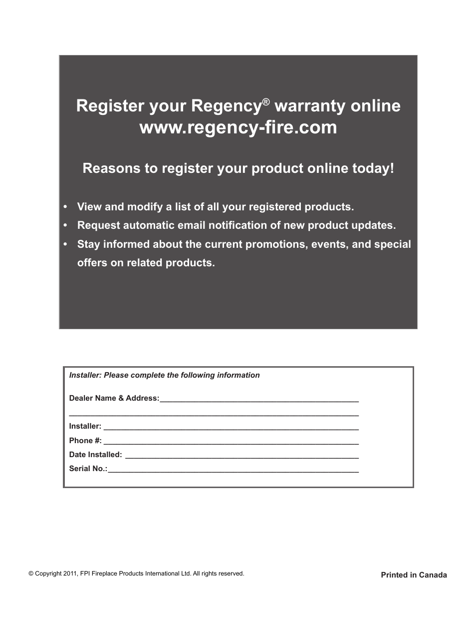Register your regency, Warranty online, Reasons to register your product online today | Regency Hampton HI200 Small Wood Insert User Manual | Page 24 / 24