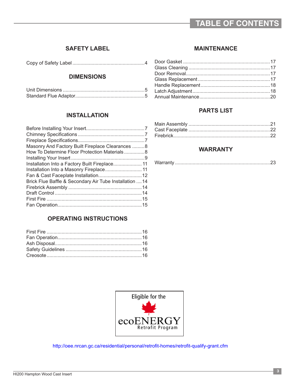 Regency Hampton HI200 Small Wood Insert User Manual | Page 3 / 24