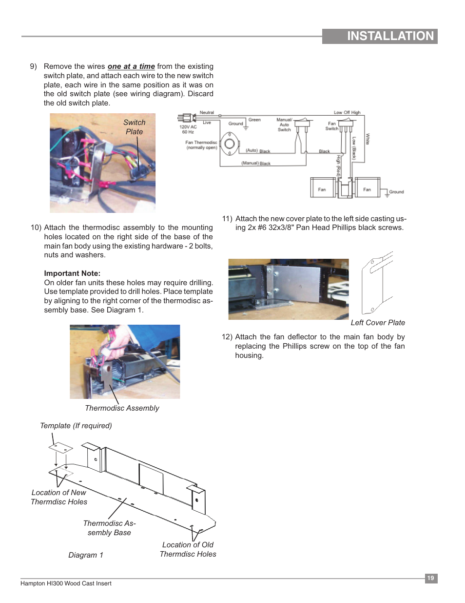Power outlet conversion, Installation, Hi300 | Regency Hampton HI300 Medium Wood Insert User Manual | Page 19 / 32