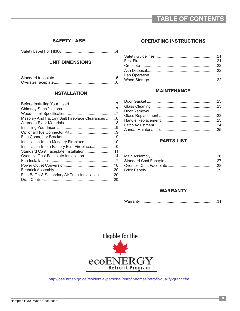 Regency Hampton HI300 Medium Wood Insert User Manual | Page 3 / 32