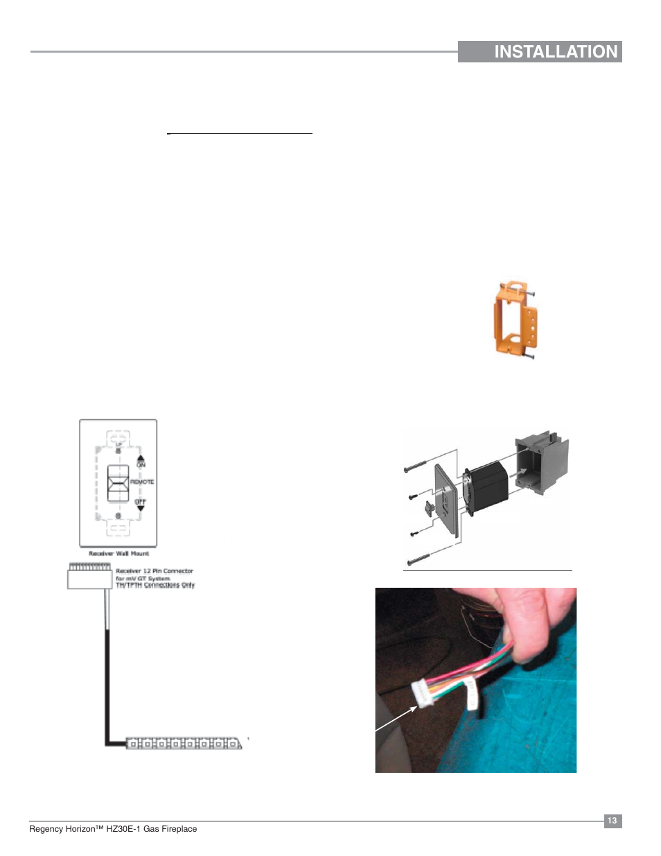 Installation, Gt remote installation | Regency Horizon HZ30E Small Gas Fireplace User Manual | Page 13 / 64