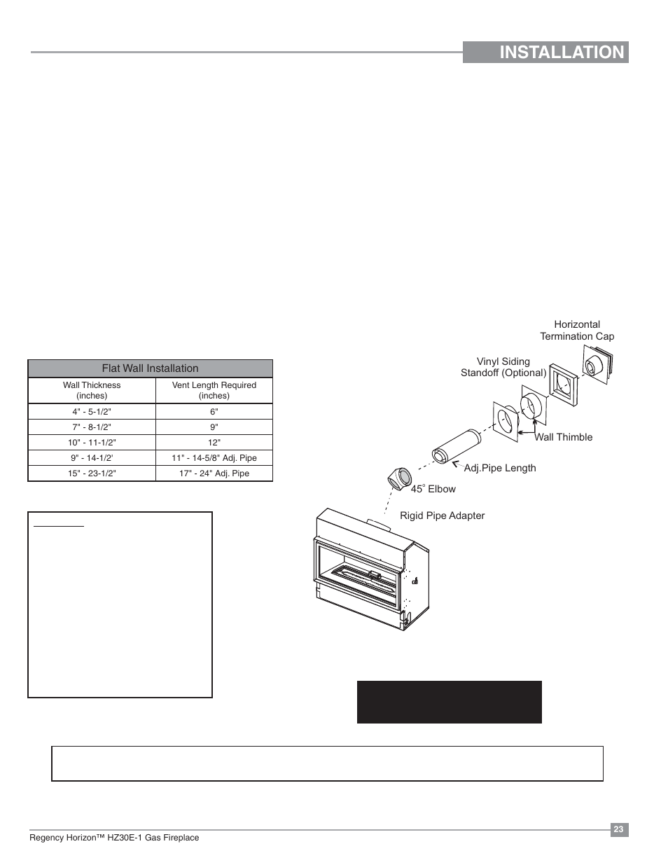 Installation, Horizontal terminations | Regency Horizon HZ30E Small Gas Fireplace User Manual | Page 23 / 64